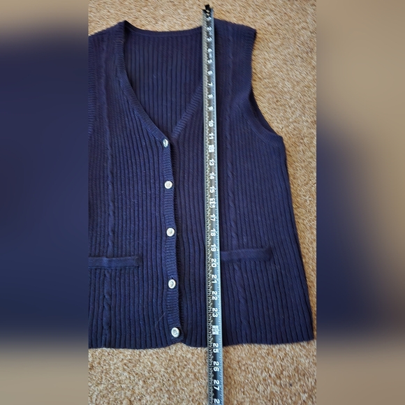 Sag Harbor Navy Button-Up Sweater Vest. SP - Picture 4 of 5